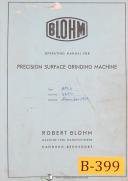 Blohm-Blohm HFS6, Surface Grinding Machine, Operations & Parts (German) Manual 1959-HFS6-01